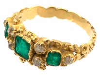 18ct Gold Georgian Emerald & Diamond Ring