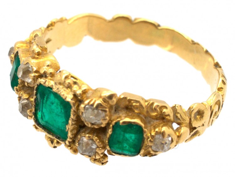 18ct Gold Georgian Emerald & Diamond Ring