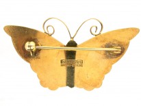 Silver & Red Enamel Butterfly Brooch by David Anderson