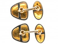 18ct White & Yellow Gold 1960s Modernist Cufflinks