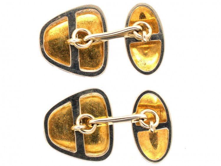 18ct White & Yellow Gold 1960s Modernist Cufflinks