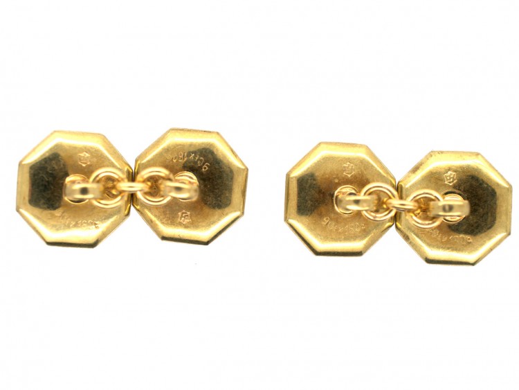 9ct & 18ct Gold Art Deco Cufflinks Set With Onyx, Mother of Pearl & Natural Split Pearls