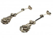 Art Deco Silver, Paste & Black Enamel Drop Earrings
