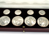Victorian Set of Silver Dress Buttons in Case by Firmin & Sons