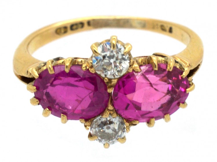 Edwardian Pink Sapphire & Diamond Ring