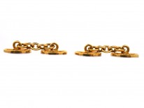 18ct Gold & Platinum Art Deco Rose Diamond & Onyx Round Cufflinks