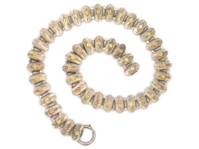 Victorian Silver & Gold Overlay Collar With Flowers Motif