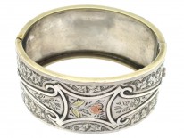 Victorian Silver & Gold Overlay Rose Design Bangle