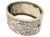 Victorian Silver & Gold Overlay Rose Design Bangle