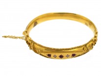 Victorian 9ct Gold Ruby & Diamond Bangle