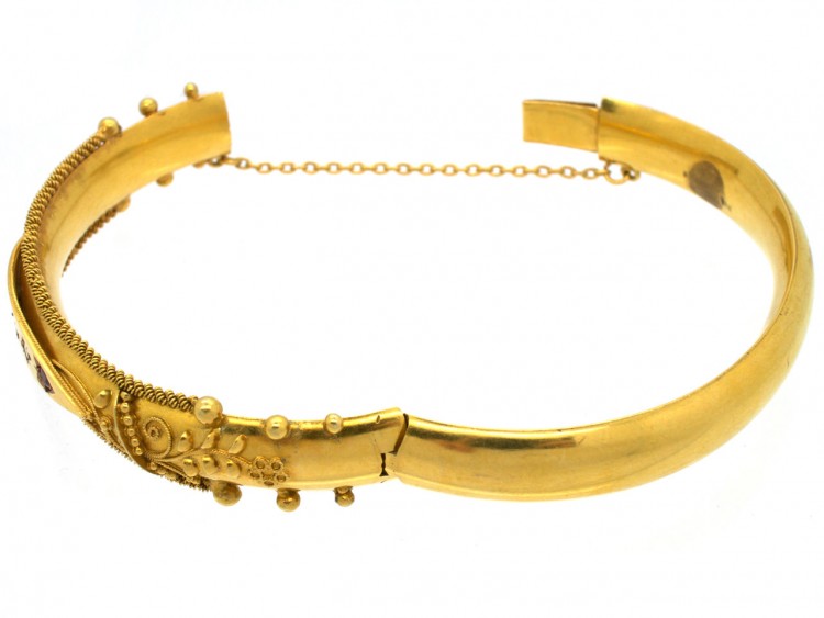 Victorian 9ct Gold Ruby & Diamond Bangle