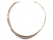 Mexican Silver & Inlaid with Blue & Black Stone Collar by Antonio Pineda