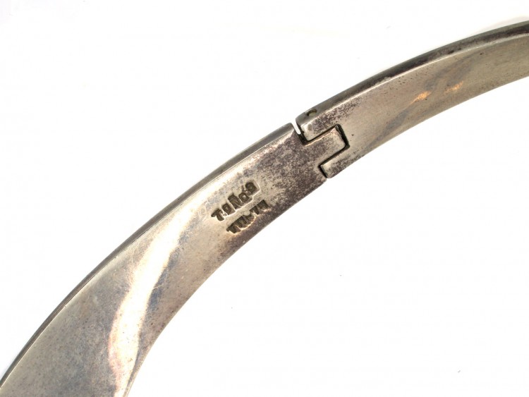 Mexican Silver & Inlaid with Blue & Black Stone Collar by Antonio Pineda