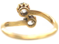 Edwardian 18ct Gold Two Diamond Crossover Ring