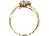 Edwardian 18ct Gold Two Diamond Crossover Ring