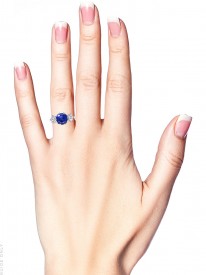 3 Carat Sapphire & Diamond Three Stone Ring
