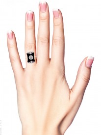 Art Deco 18ct Gold, Diamond & Onyx Plaque Ring