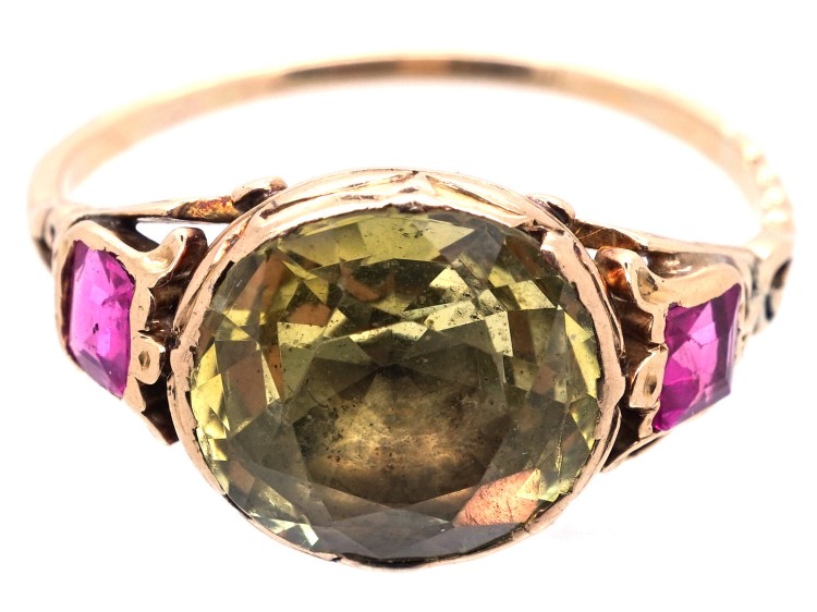 Georgian Chrysolite & Ruby Ring