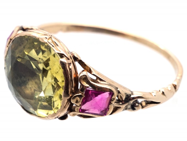 Georgian Chrysolite & Ruby Ring