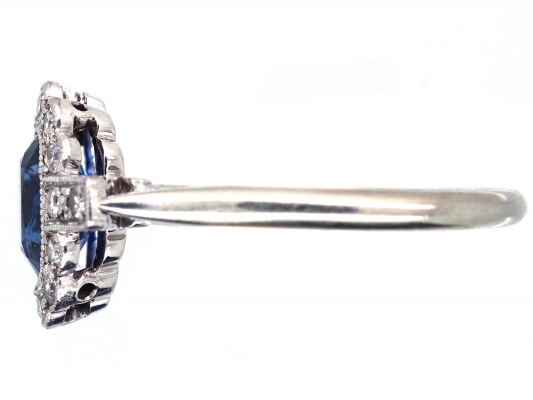 Edwardian Sapphire & Diamond Oval Cluster Ring