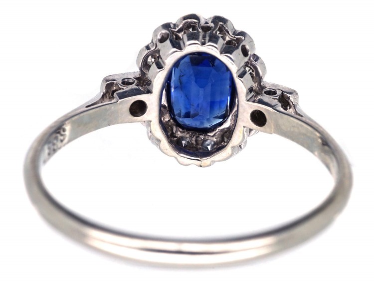 Edwardian Sapphire & Diamond Oval Cluster Ring