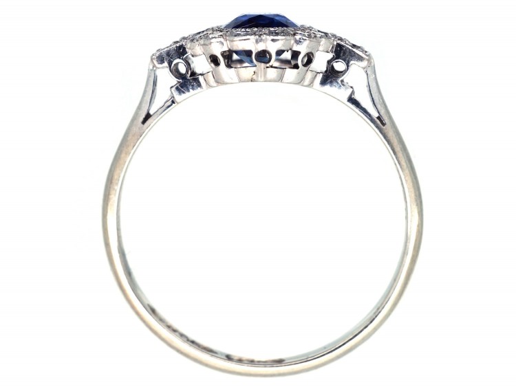Edwardian Sapphire & Diamond Oval Cluster Ring