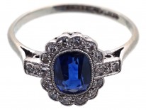 Edwardian Sapphire & Diamond Oval Cluster Ring