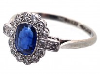Edwardian Sapphire & Diamond Oval Cluster Ring