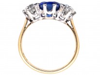 3 Carat Sapphire & Diamond Three Stone Ring