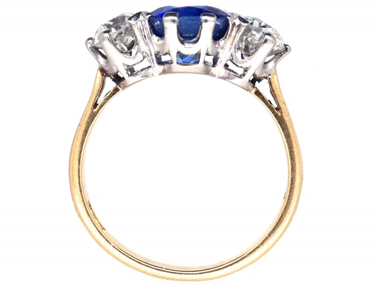 3 Carat Sapphire & Diamond Three Stone Ring