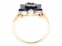 Art Deco 18ct Gold, Diamond & Onyx Plaque Ring