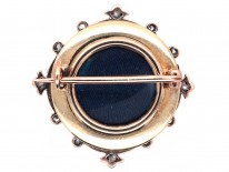 Edwardian 15ct Gold, Green Enamel, Natural Pearl & Diamond Brooch