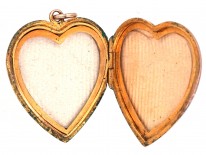 Edwardian 9ct Gold Heart Shaped Locket with Natural Split Pearl Design