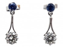 Art Deco Sapphire & Diamond Drop Earrings