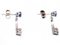 Art Deco Sapphire & Diamond Drop Earrings