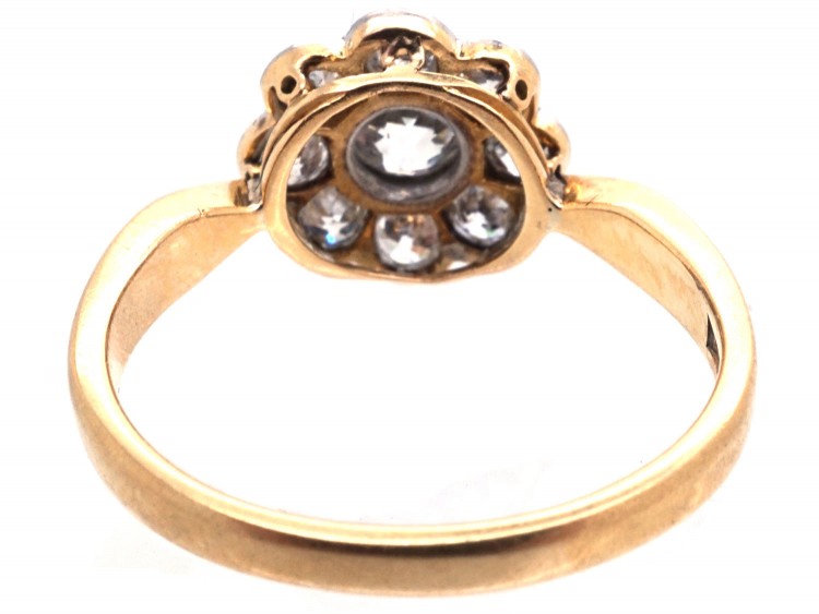 Edwardian 18ct Gold & Platinum Diamond Daisy Cluster Ring
