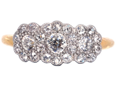 Edwardian Diamond Triple Cluster Ring