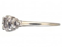 Art Deco 18ct White Gold Diamond Solitaire Ring with Diamond Shoulders