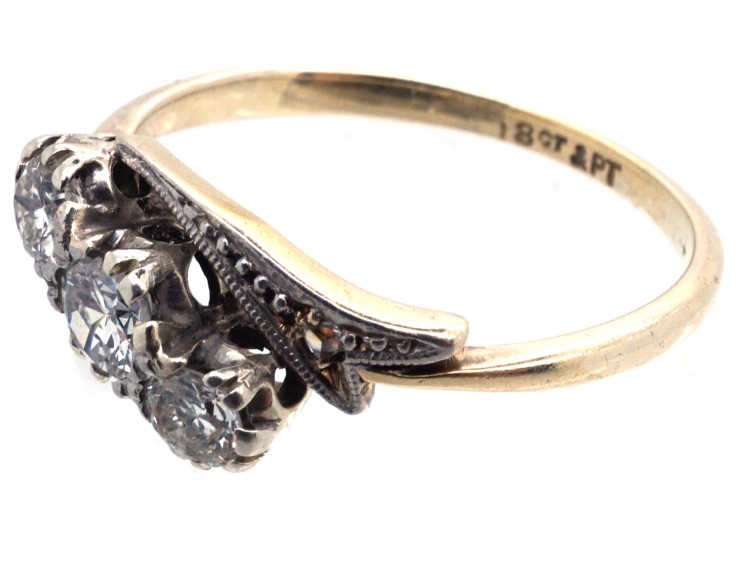 Edwardian Three Stone Diamond Twist Ring
