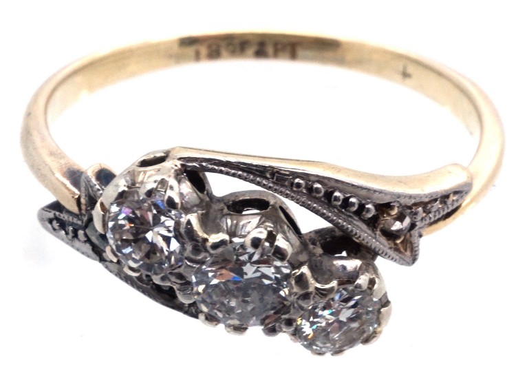 Edwardian Three Stone Diamond Twist Ring