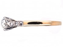 Art Deco Diamond Solitaire Ring with Diamond Set Shoulders