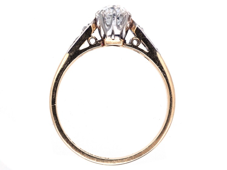 Art Deco Diamond Solitaire Ring with Diamond Set Shoulders
