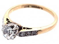 Art Deco Diamond Solitaire Ring with Diamond Set Shoulders