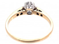 Art Deco Diamond Solitaire Ring with Diamond Set Shoulders