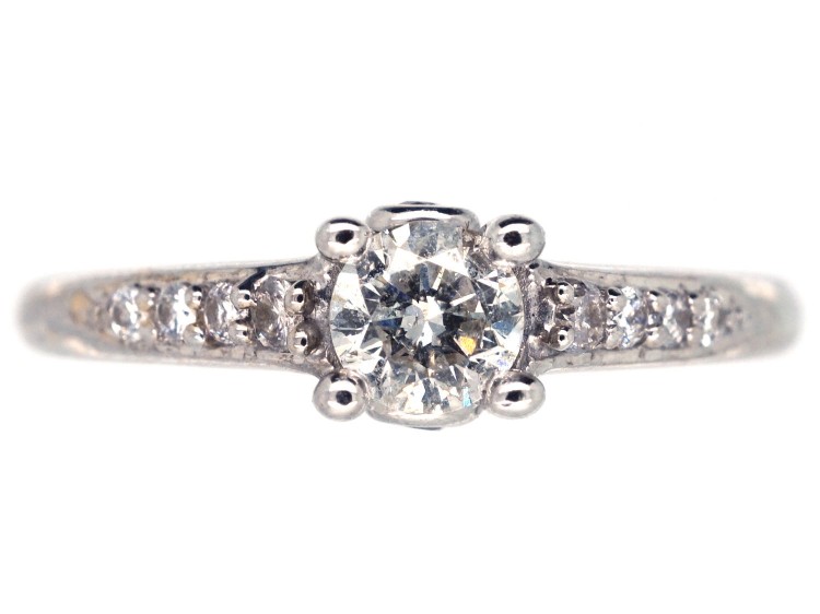 Diamond Solitaire Ring with Diamond Shoulders