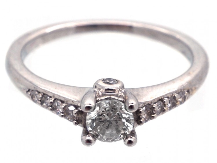 Diamond Solitaire Ring with Diamond Shoulders