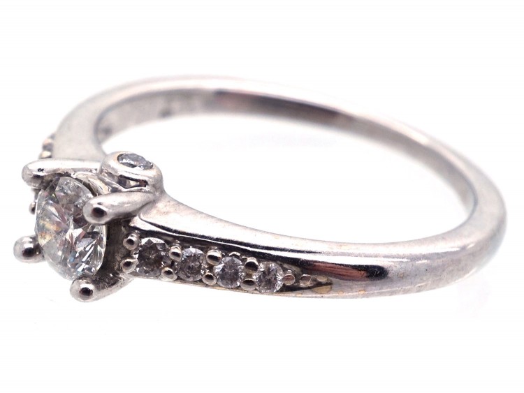 Diamond Solitaire Ring with Diamond Shoulders