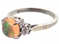 18ct White Gold & Platinum Water Opal & Diamond Ring