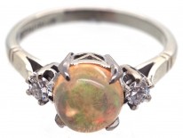 18ct White Gold & Platinum Water Opal & Diamond Ring