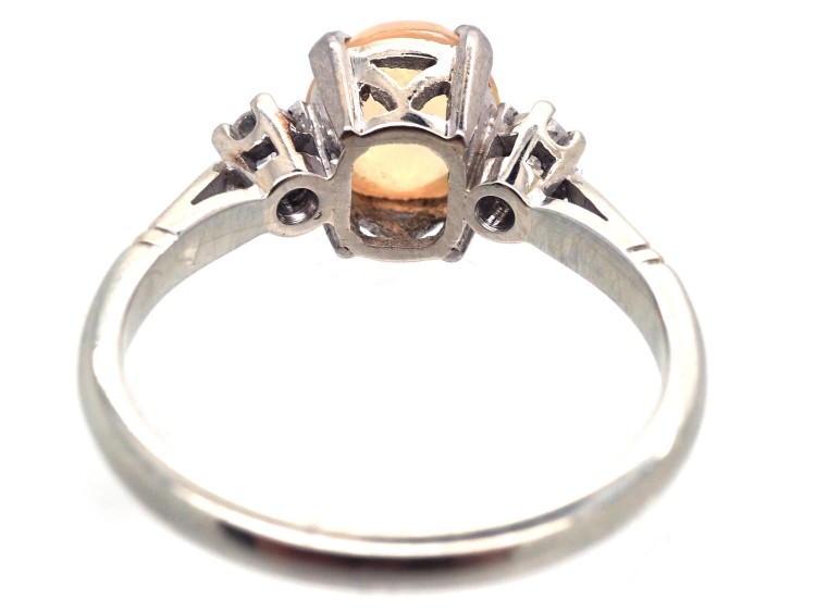 18ct White Gold & Platinum Water Opal & Diamond Ring